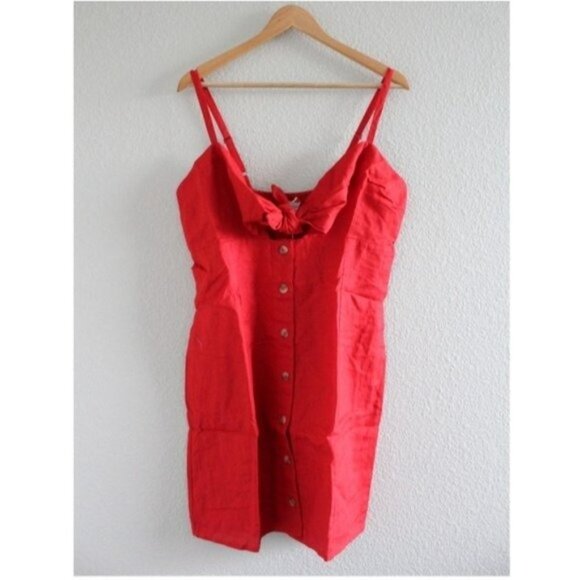 Red Carter Hannah Button Down Mini Dress in Red - Picture 2 of 7